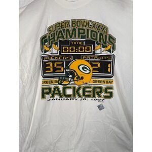 Vintage Green Bay Packers Super Bowl XXXI Champions Logo 7 Sports Shirt XL FLAW